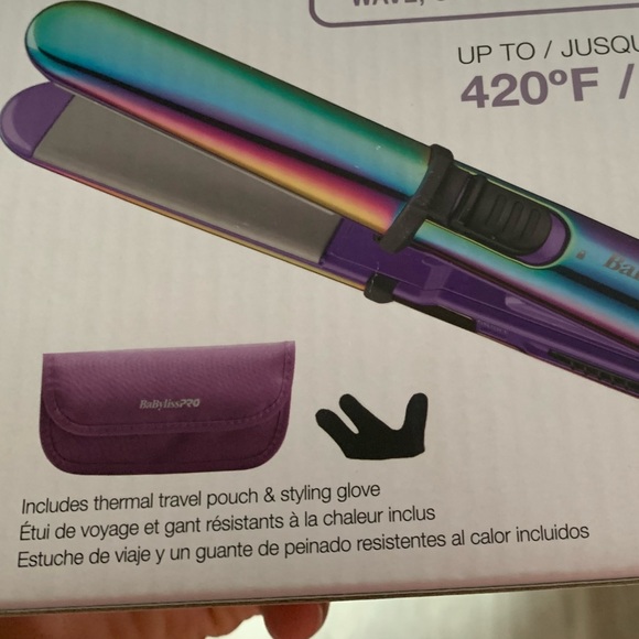 NWOT BaBylissPRO Limited Edition Mini Prima Flat Iron Iridescent Oil Slick - Picture 15 of 16